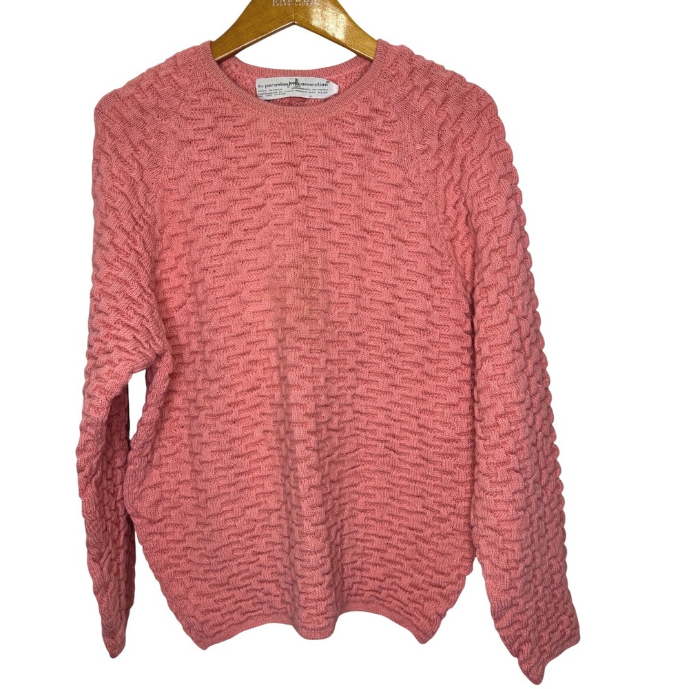 Vintage Peruvian Connection‎ Textured Alpaca Sweater Small Peach